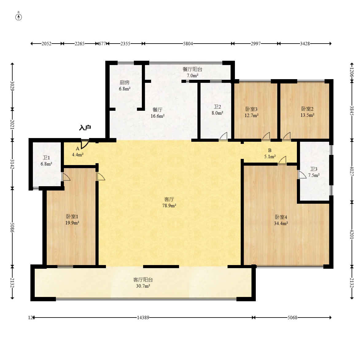 中建钰和城  4室2厅3卫   355.00万室内图1