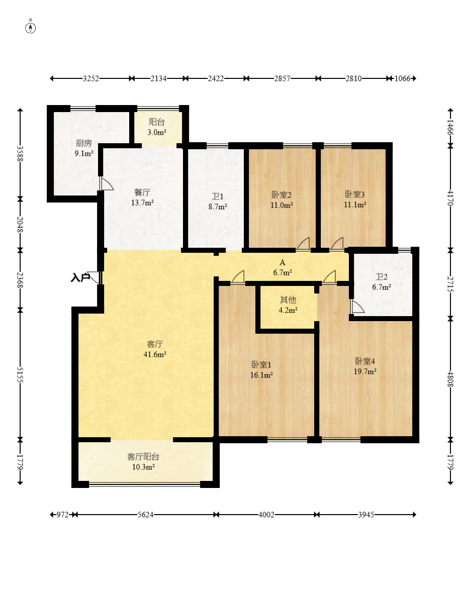 天城泰祥苑 4室2厅1卫 145.0万 天城泰祥苑 4室2厅1卫 145.0万户型图