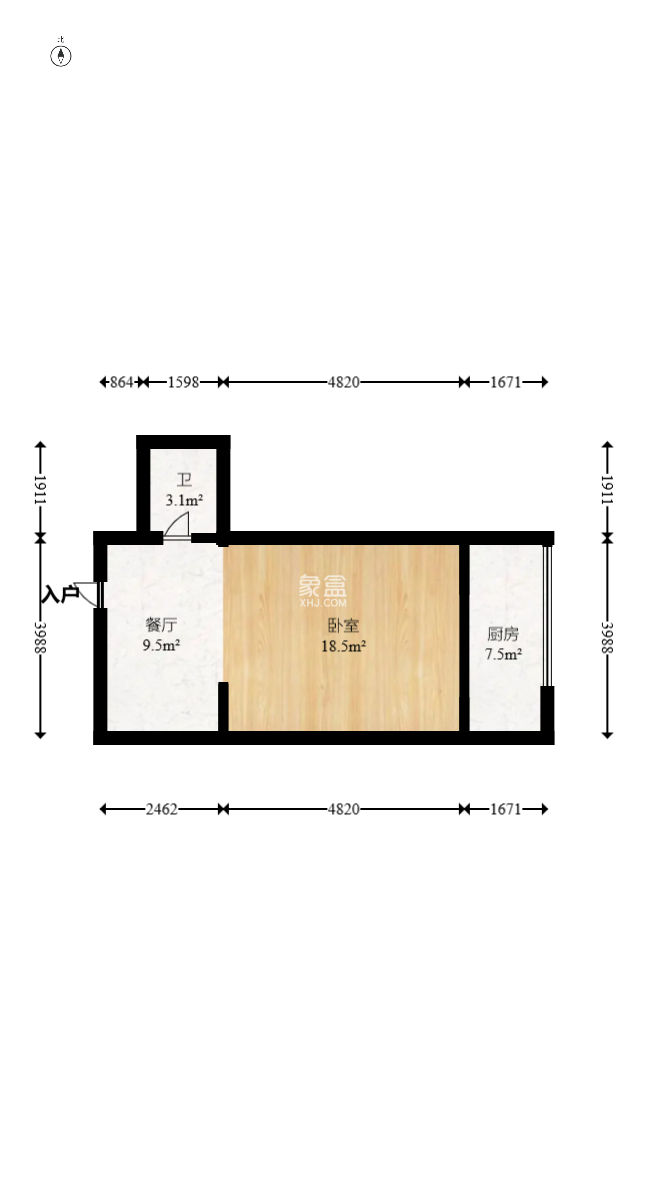东塘瑞府  1室1厅1卫   45.00万