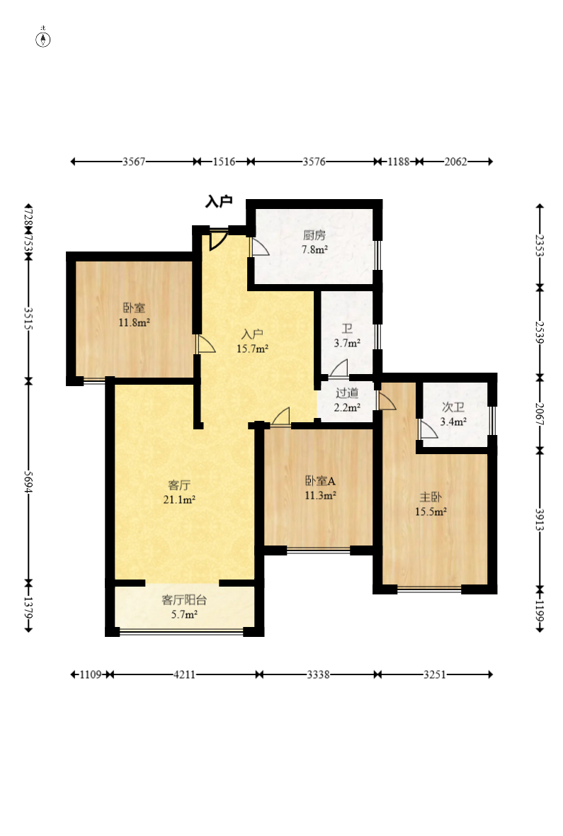 楚天世纪城西苑  3室2厅2卫    68.8万 楚天世纪城西苑  3室2厅2卫    68.8万户型图