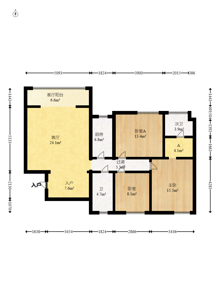 楚天世纪城西苑 3室2厅2卫 96.0万 楚天世纪城西苑 3室2厅2卫 96.0万户型图