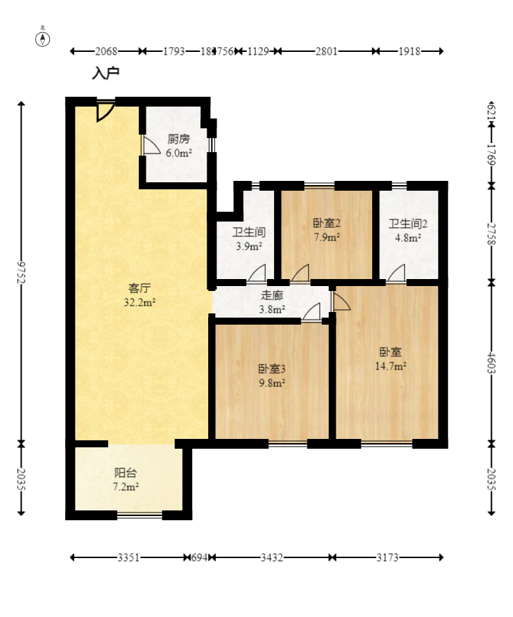 碧桂园星城首府  3室2厅2卫    65.0万 碧桂园星城首府  3室2厅2卫    65.0万户型图