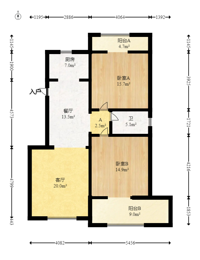 四季美景一、二期 2室2厅1卫 73.8万 四季美景一、二期 2室2厅1卫 73.8万户型图