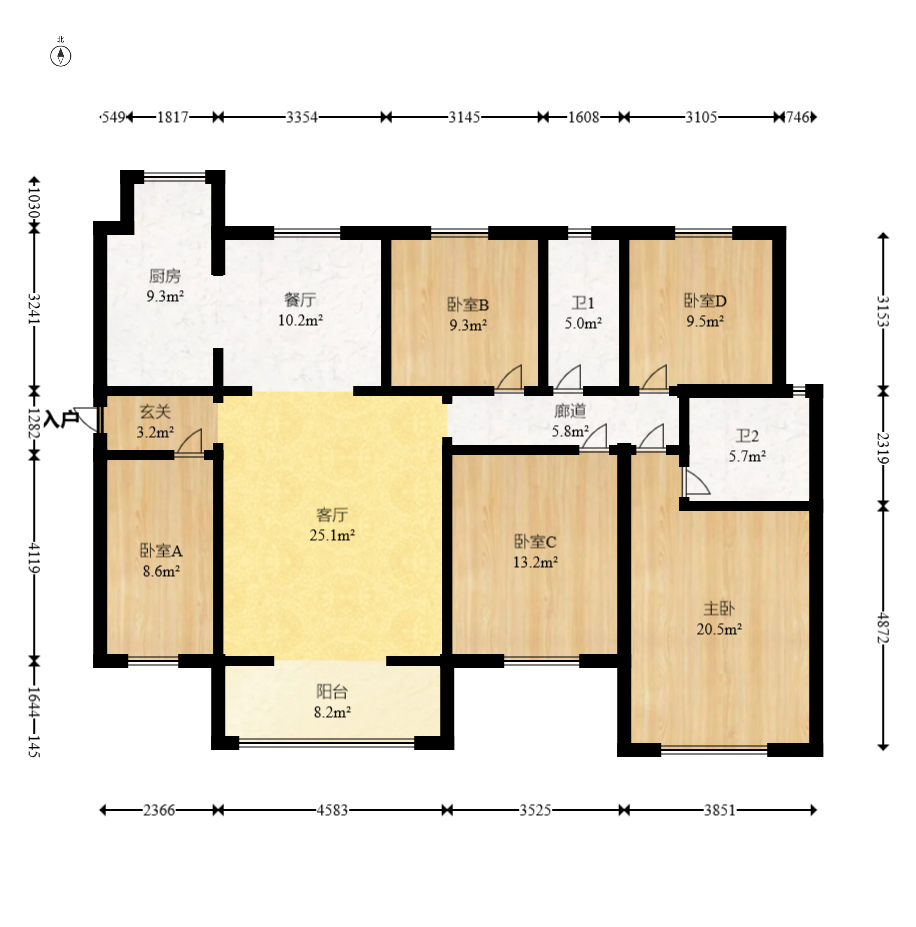 江山帝景哈佛  5室2厅2卫   159.60万室内图1