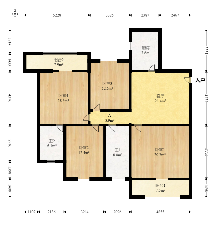 湘诚嘉园  3室2厅2卫   129.00万室内图1