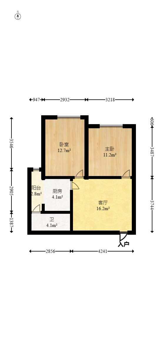 百纳广场（百纳公寓）  2室1厅1卫   65.00万室内图1