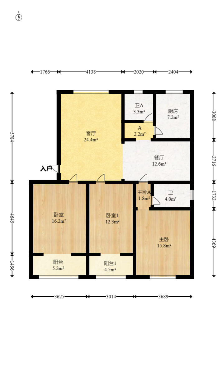 东南明苑  3室2厅2卫   82.80万室内图1