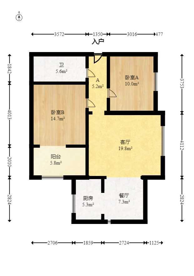 才子佳苑一期/二期  2室2厅1卫   76.80万室内图1