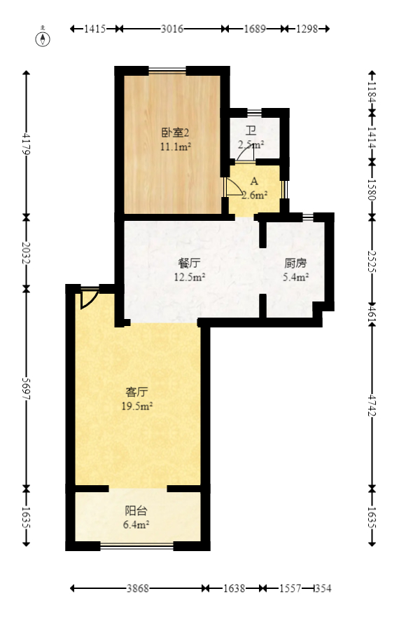 融城花苑  2室2厅1卫   60.00万室内图1