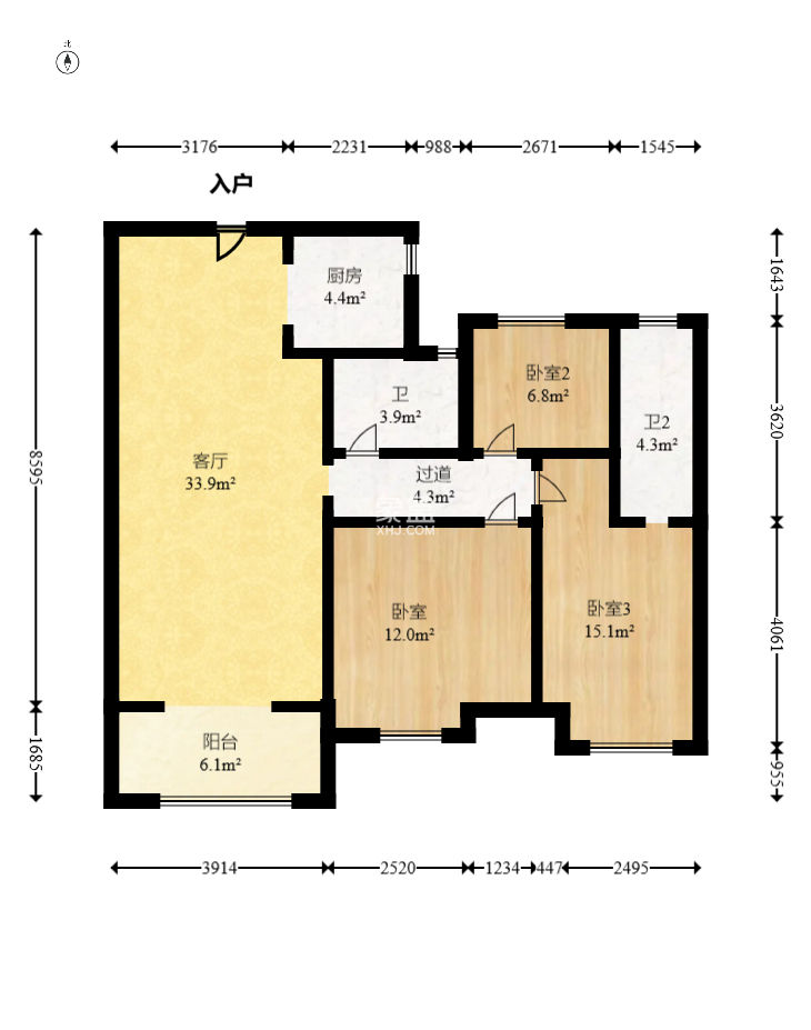 奧克斯締壹城 3室2廳2衛 115.0萬