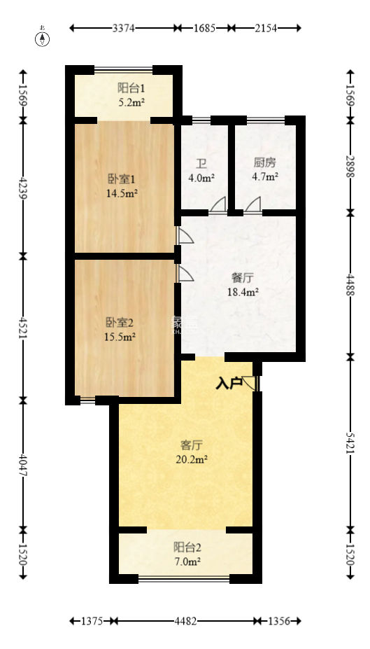 富绿新村  2室2厅1卫   52.00万
