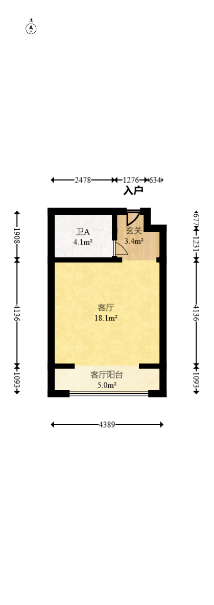 诺德滨江逸园（中铁逸园）  1室1厅1卫   36.80万室内图1