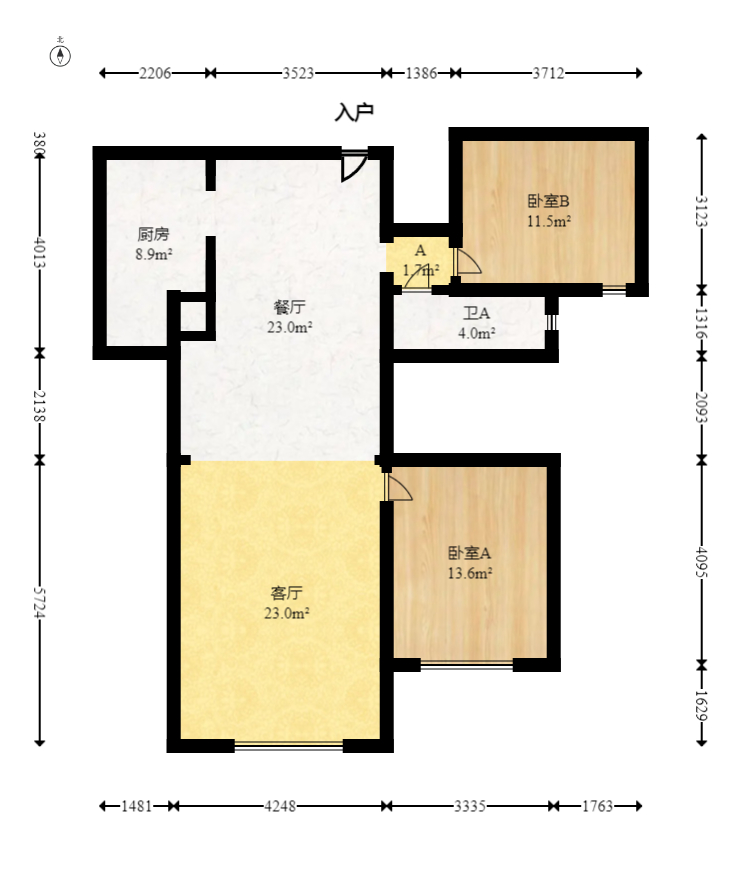 中铁西江悦一期  3室2厅1卫   155.00万室内图1