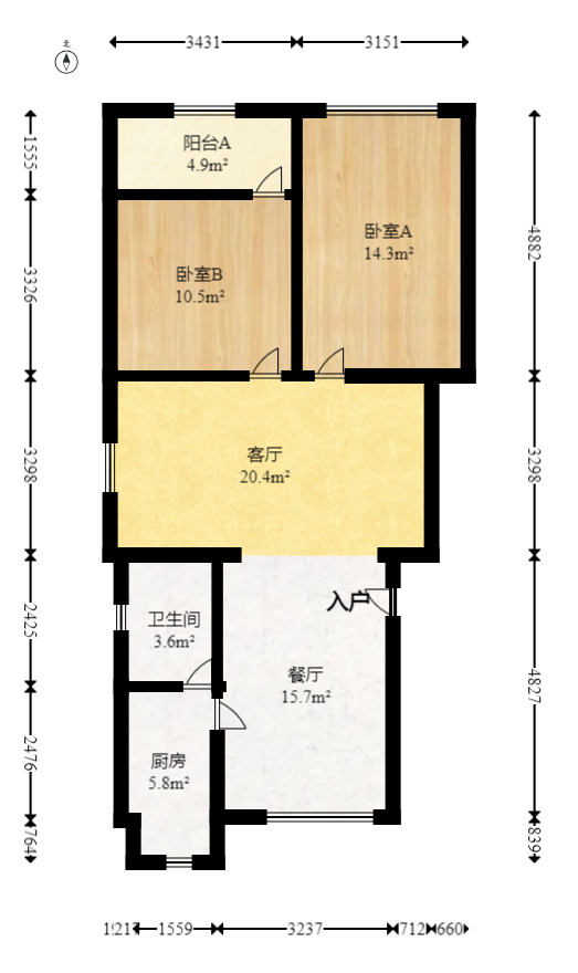 信丰公寓  2室2厅1卫   56.00万室内图1