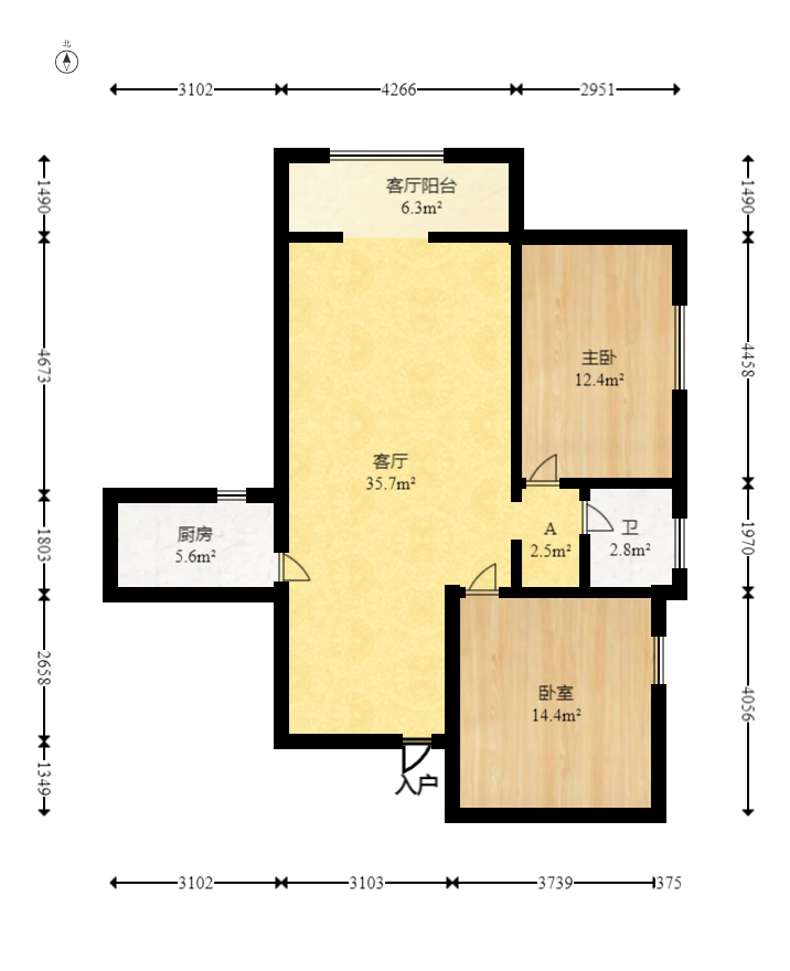 楚天世纪城东苑 2室2厅1卫 49.8万 楚天世纪城东苑 2室2厅1卫 49.8万户型图