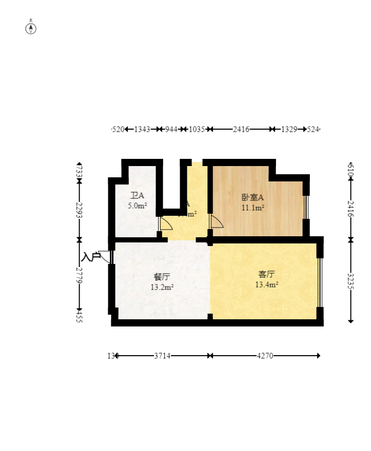 华远华时代 3室2厅2卫 69.98万 华远华时代 3室2厅2卫 69.98万户型图