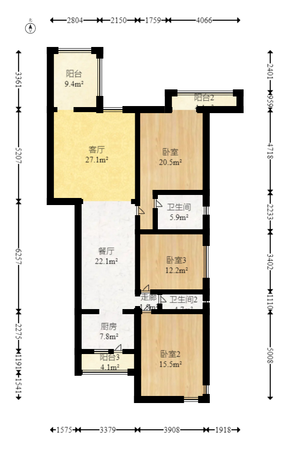 东业早安星城 1室2厅1卫 79.8万 东业早安星城 1室2厅1卫 79.8万户型图