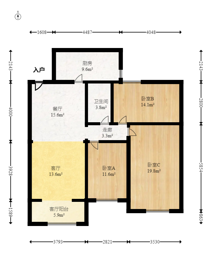 中建芙蓉嘉苑  3室2厅1卫    107.98万室内图1