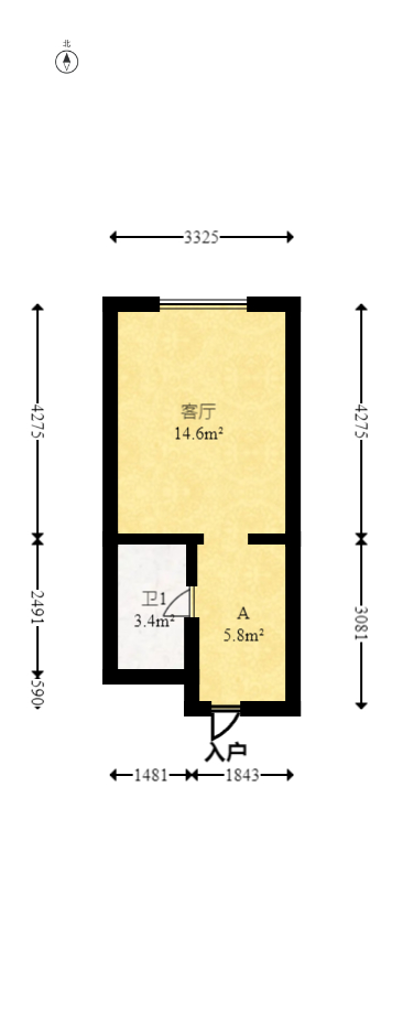 佳兆业云顶都汇  1室1厅1卫   21.00万室内图1