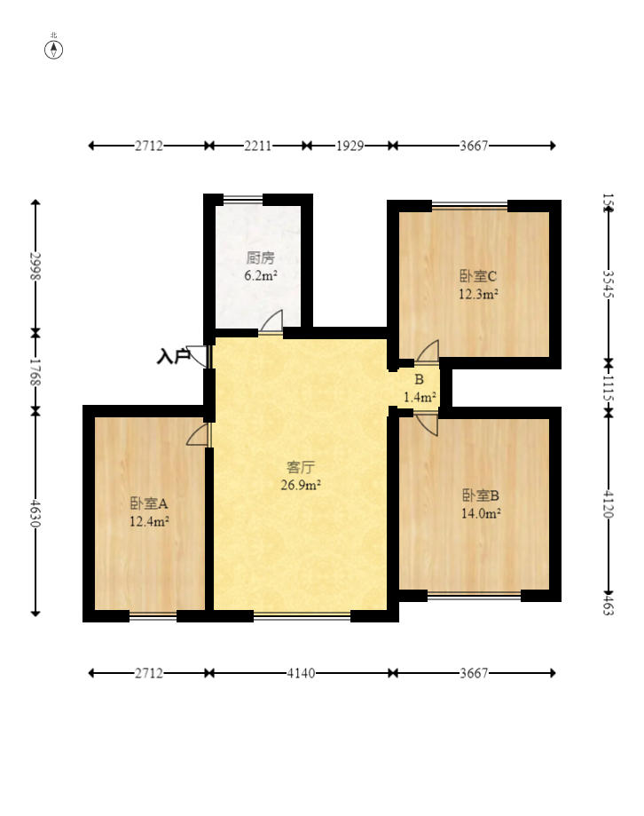 广厦新村  3室1厅1卫   52.00万室内图1