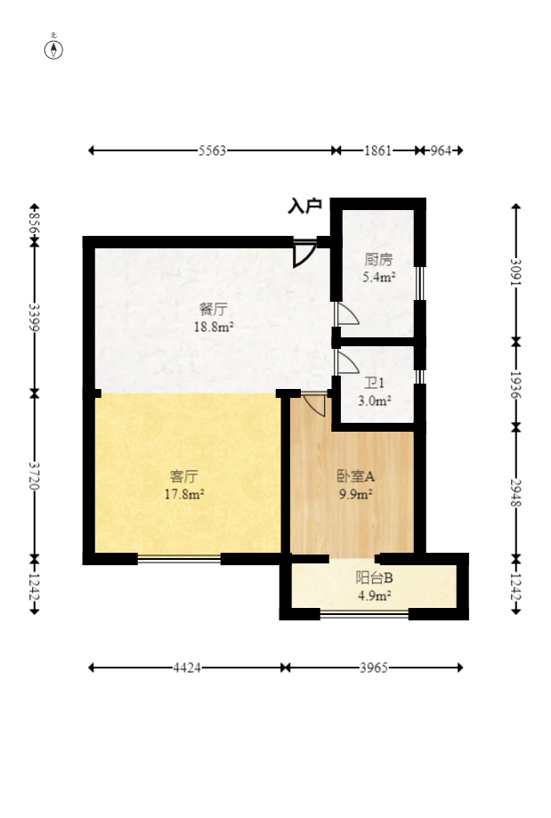 三重星都心  1室1厅1卫    72.0万 三重星都心  1室1厅1卫    72.0万户型图