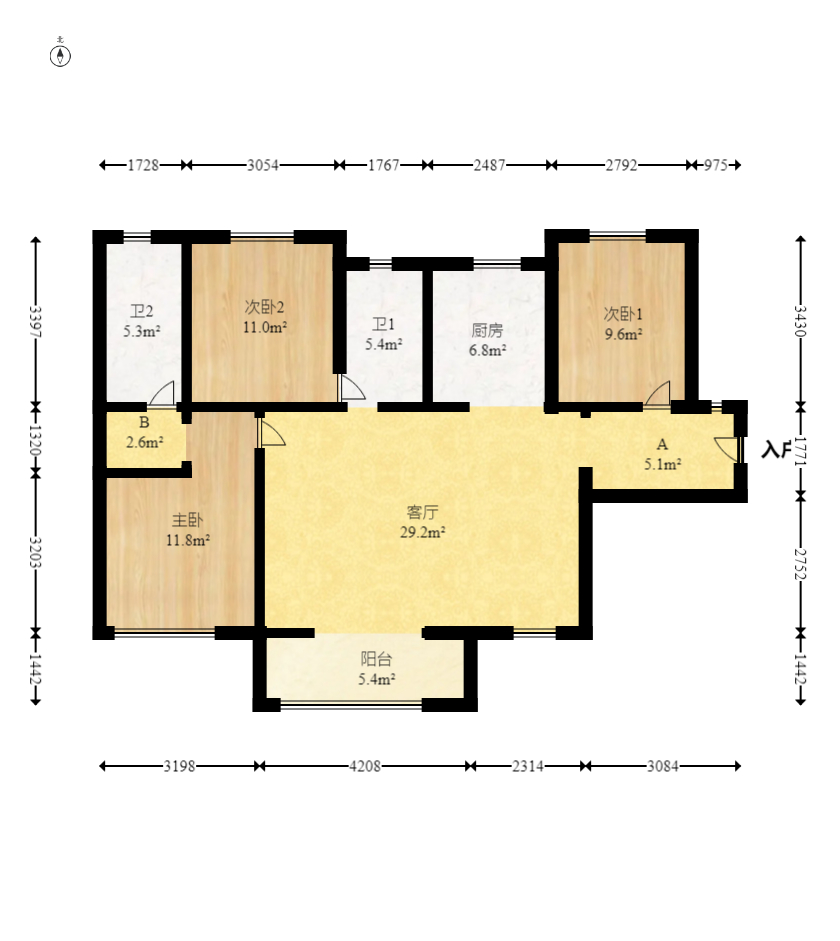 新城悦隽 3室2厅2卫 94.8万 新城悦隽 3室2厅2卫 94.8万户型图