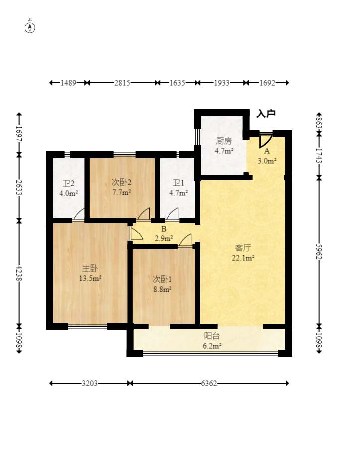 旭辉美的东樾城 3室2厅2卫 88.8万 旭辉美的东樾城 3室2厅2卫 88.8万户型图