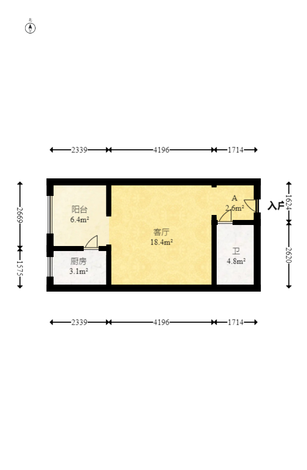 未来漫城 1室1厅1卫 43.5万 未来漫城 1室1厅1卫 43.5万户型图