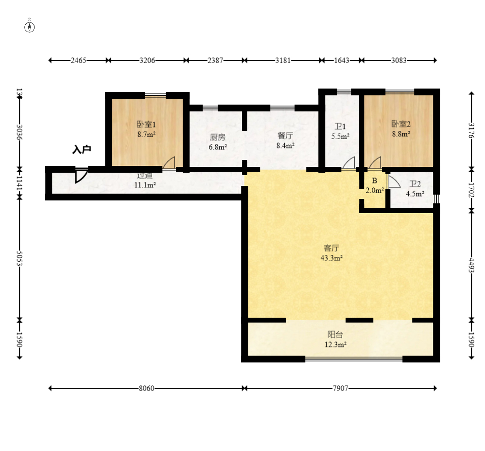 越秀湘江星汇城二期 4室2厅2卫 176.0万 越秀湘江星汇城二期 4室2厅2卫 176.0万户型图