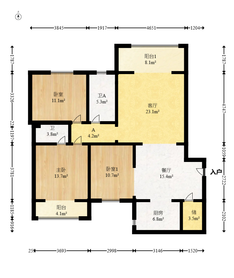 五一华府 3室2厅2卫 164.0万 五一华府 3室2厅2卫 164.0万户型图