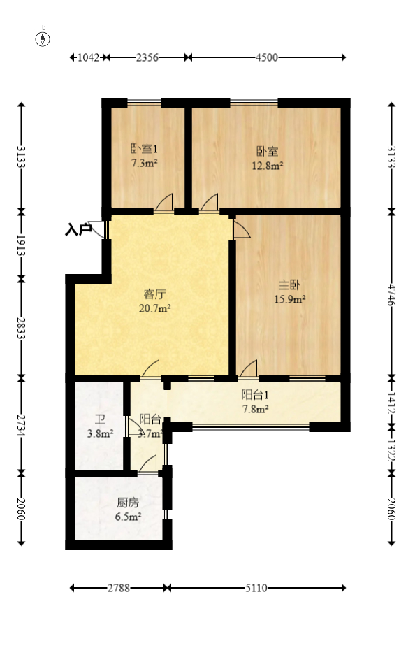 市直属机关宿舍  3室2厅1卫   70.00万室内图1