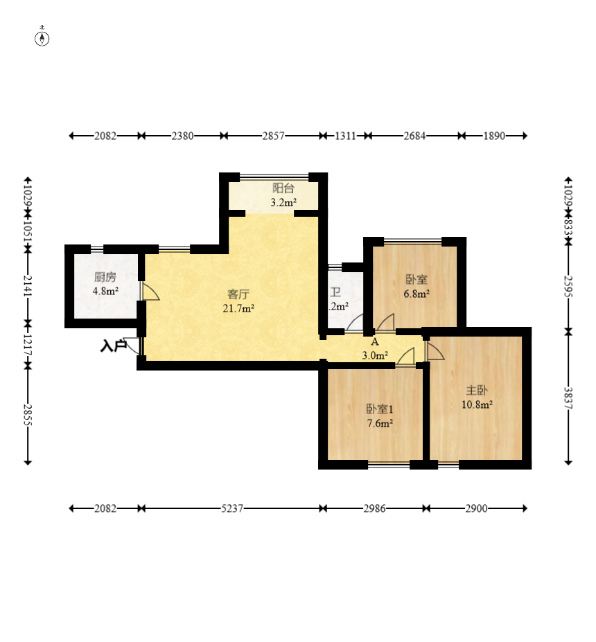 凯通国际城（凯通朝庭）  3室2厅1卫    86.0万室内图1
