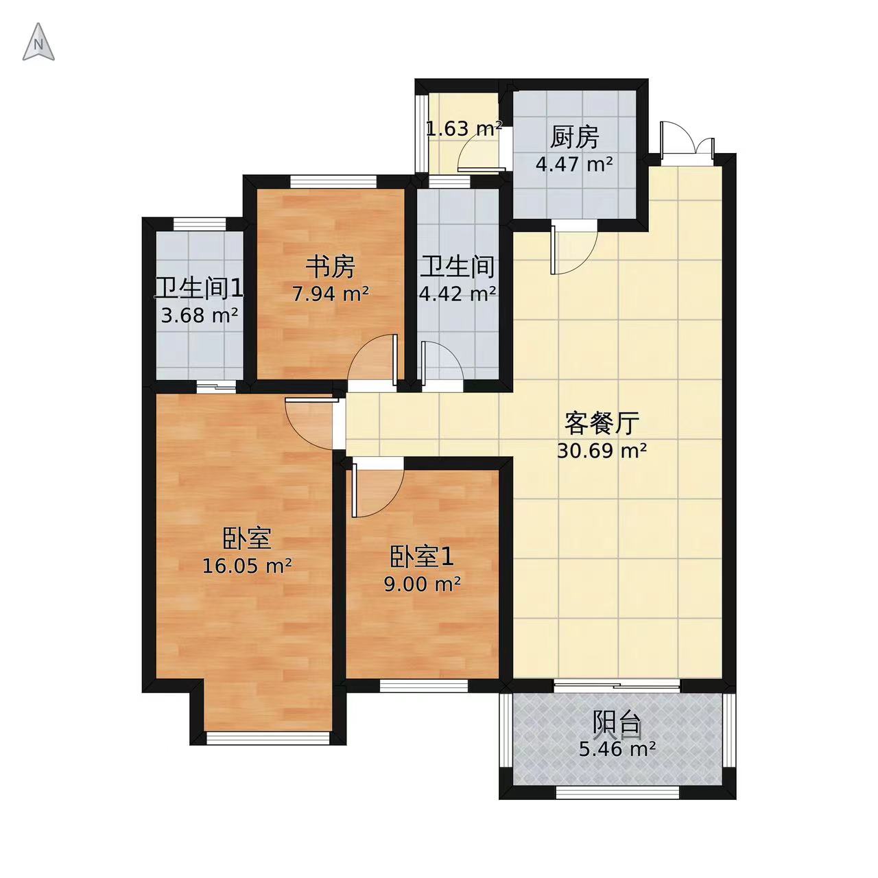 君临上海湾  3室2厅1卫    68.8万室内图1