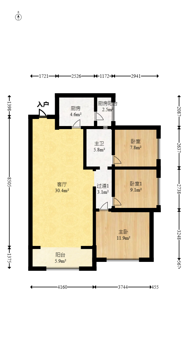 佳兆业时代广场 3室2厅1卫 95.0万 佳兆业时代广场 3室2厅1卫 95.0万户型图
