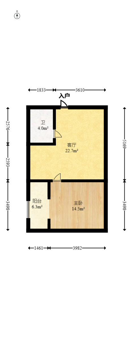 郡原居里  1室1厅1卫    32.8万室内图1
