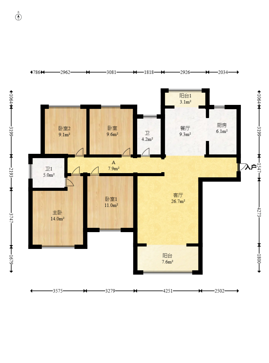 佳俊万家府 3室2厅1卫 112.0万 佳俊万家府 3室2厅1卫 112.0万户型图
