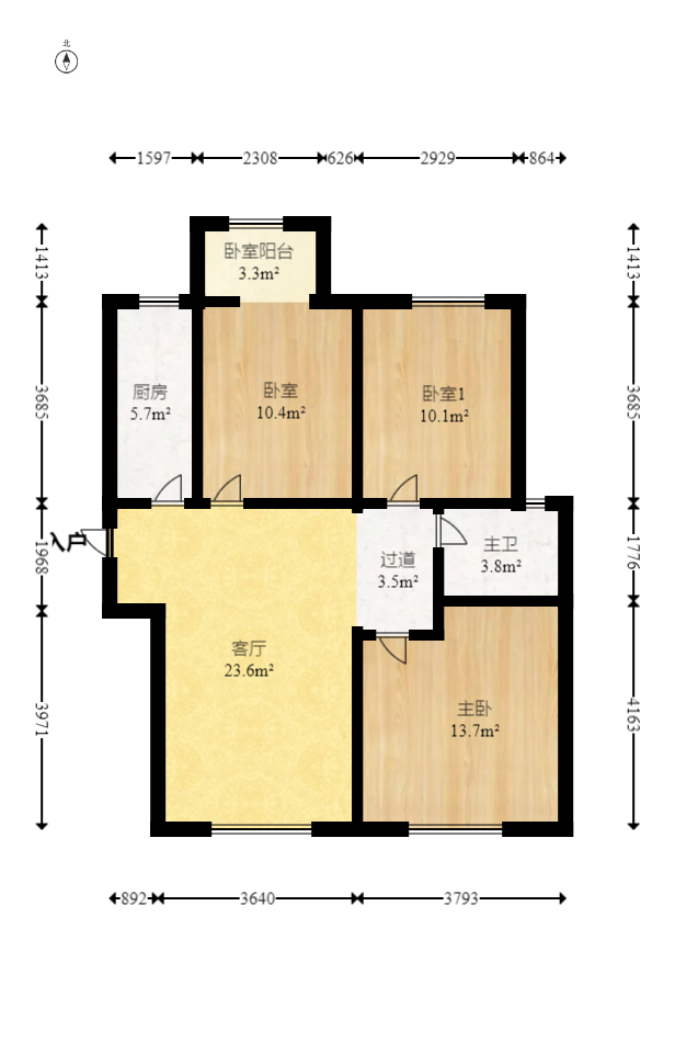 荣盛花语城 3室2厅1卫 67.6万 荣盛花语城 3室2厅1卫 67.6万户型图
