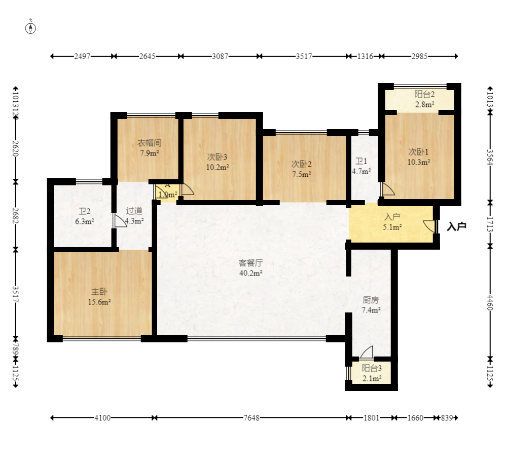 北辰三角洲E3区  5室2厅2卫   198.00万室内图1