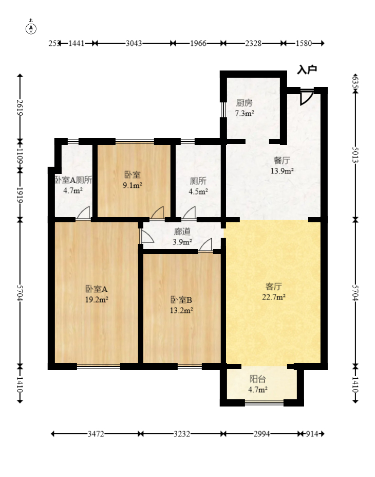 中海阅麓山二期  3室2厅2卫   195.00万室内图1