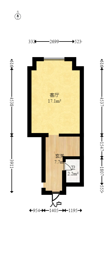 弘坤云寓  2室1厅1卫   48.00万室内图1