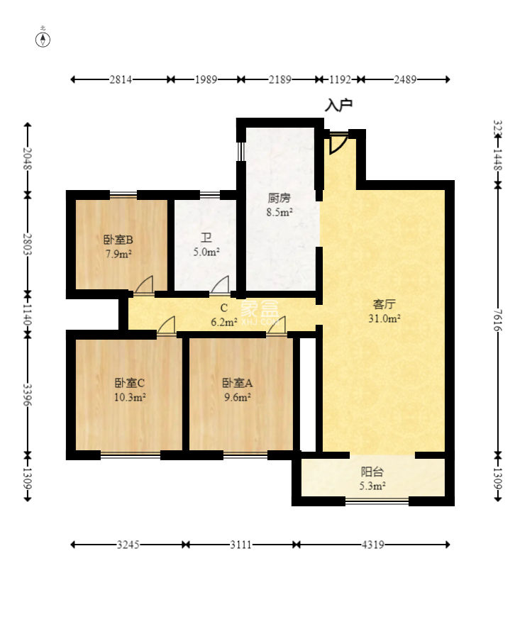五矿沁园金城（春和景园）  3室2厅1卫    78.0万