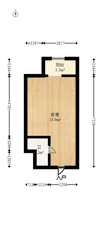 美利新世界  1室1厅1卫   31.00万室内图1