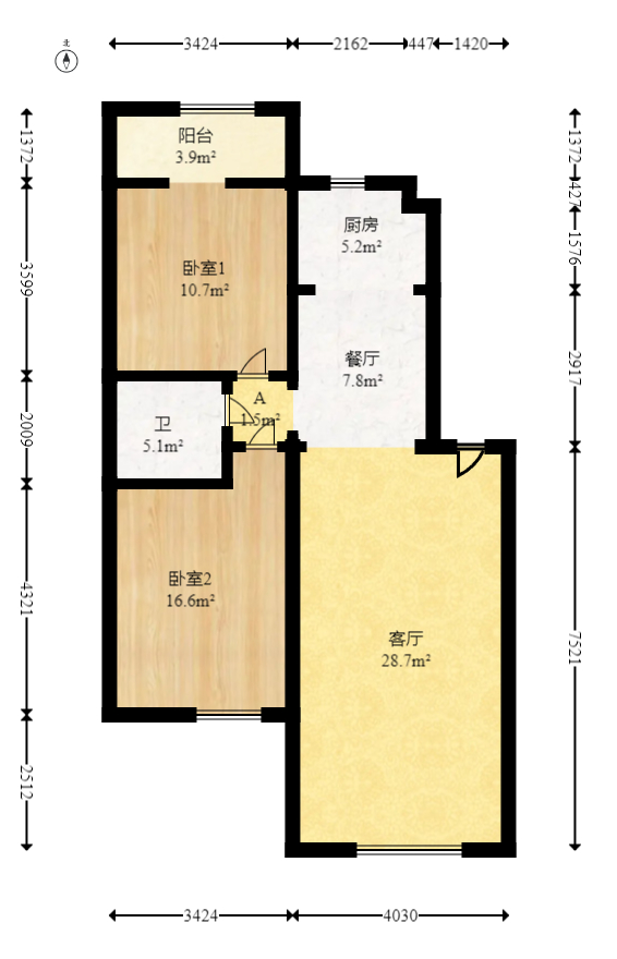 德馨园  2室2厅1卫   60.00万室内图1