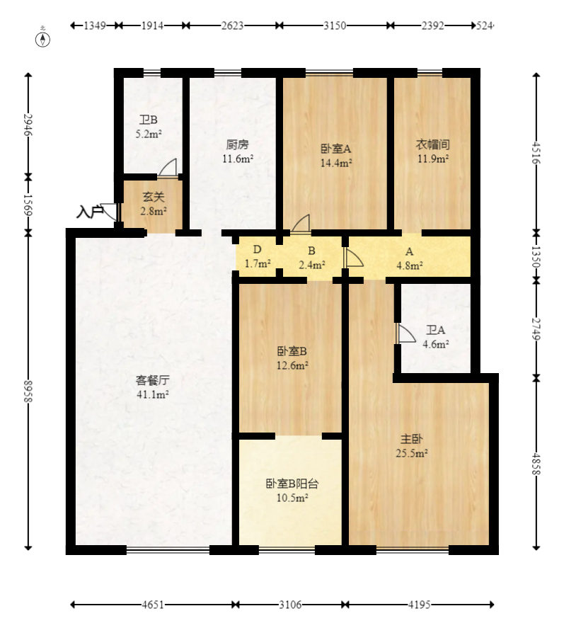 麓山国际实验学校教师公寓宿舍  4室2厅2卫   228.00万室内图1