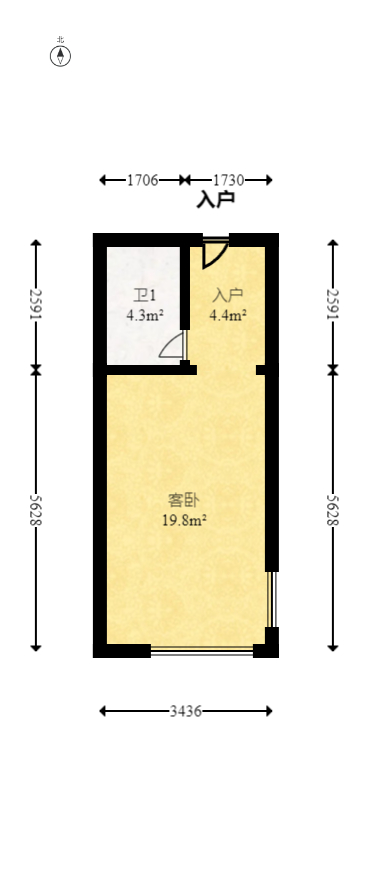 明昇壹城（明昇时代广场）三期  1室1厅1卫   35.00万室内图1
