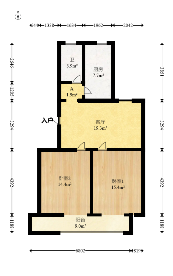 湖橡宿舍/湖橡小区  2室2厅1卫    52.8万 湖橡宿舍/湖橡小区  2室2厅1卫    52.8万户型图