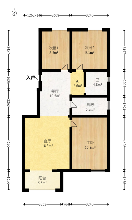 山语城二期  3室2厅1卫   87.00万室内图1