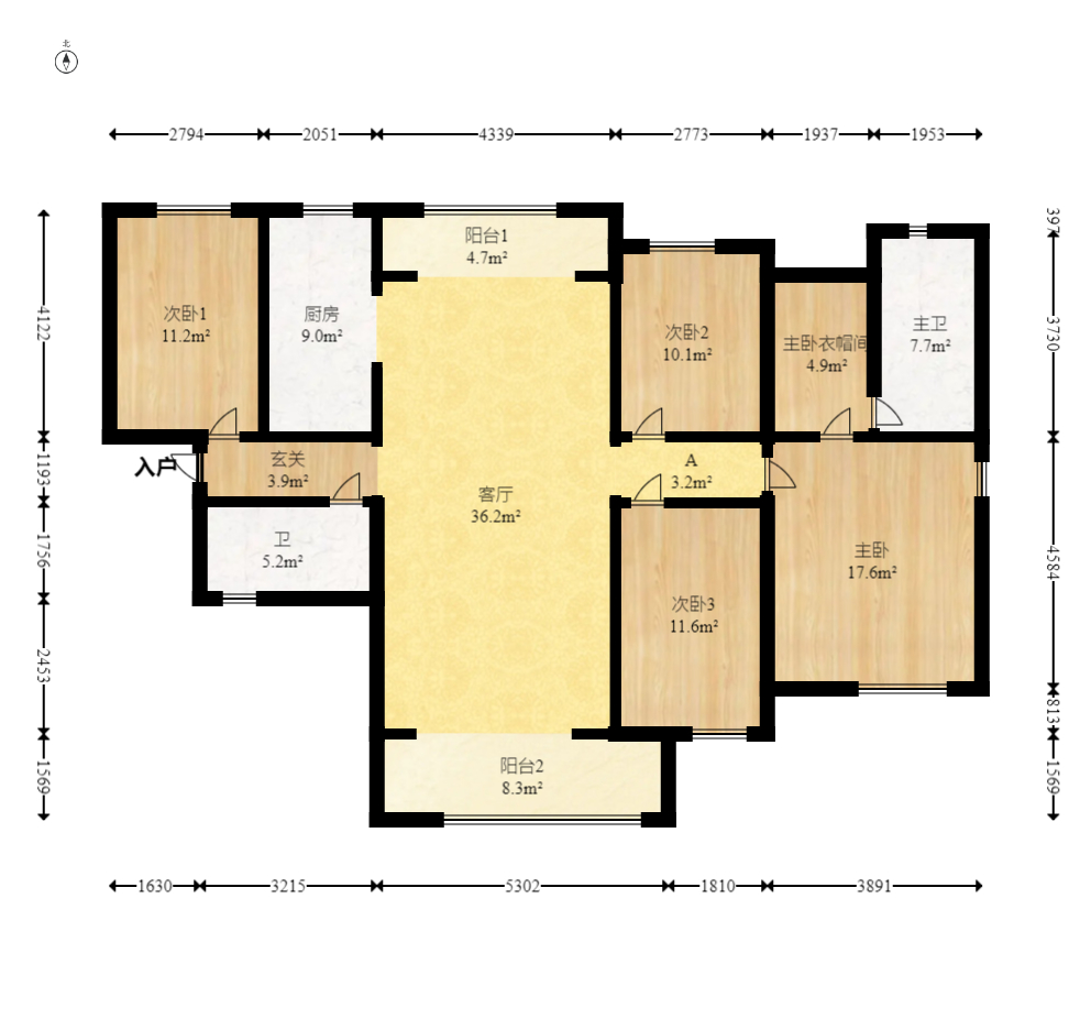美来美城市广场 4室2厅2卫 95.0万 美来美城市广场 4室2厅2卫 95.0万户型图