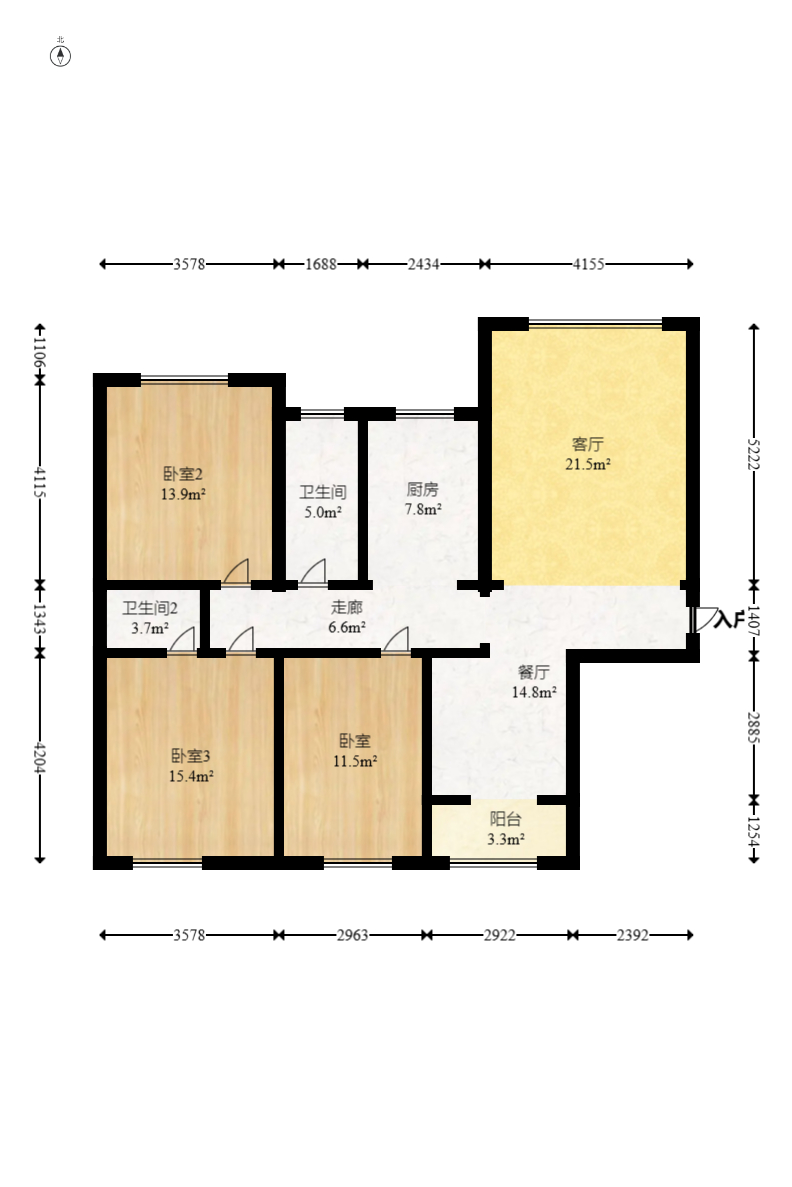 佳美紫郡 3室2厅2卫 81.0万 佳美紫郡 3室2厅2卫 81.0万户型图
