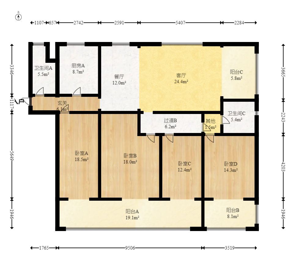 湘农桥社区  4室2厅2卫    320.0万 湘农桥社区  4室2厅2卫    320.0万户型图